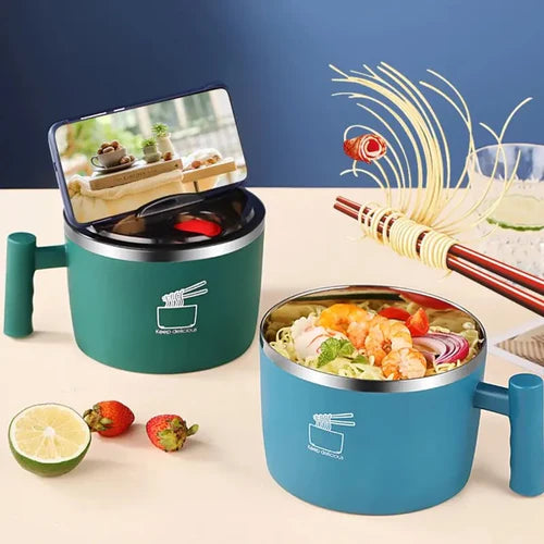 Stainless Steel Instant Noodle Bowl Sealed Portable Student